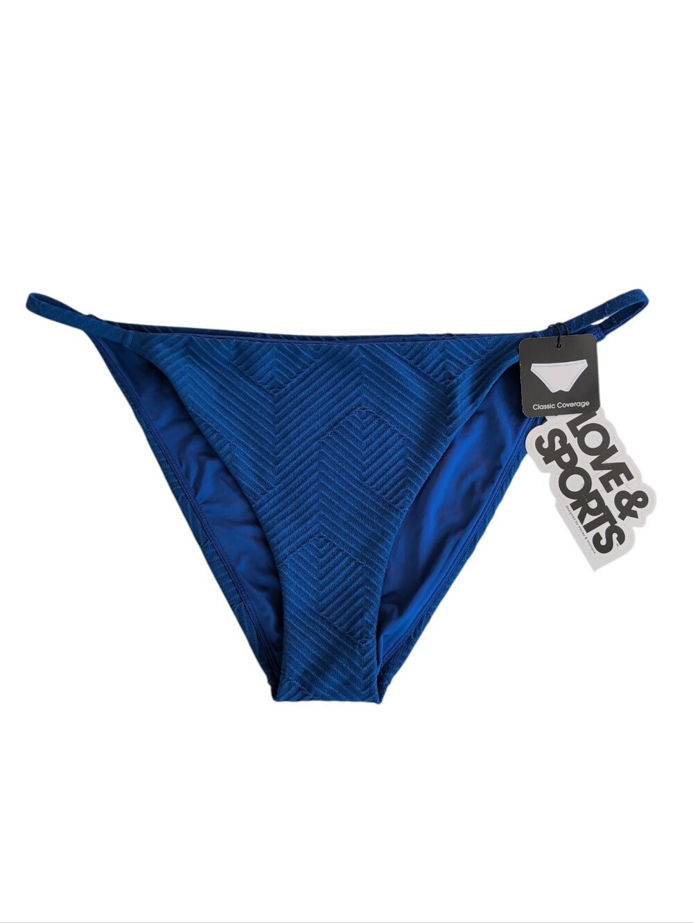 Love & Sports Classic Coverage Textured Bikini Bottoms XL (16-18) Blue